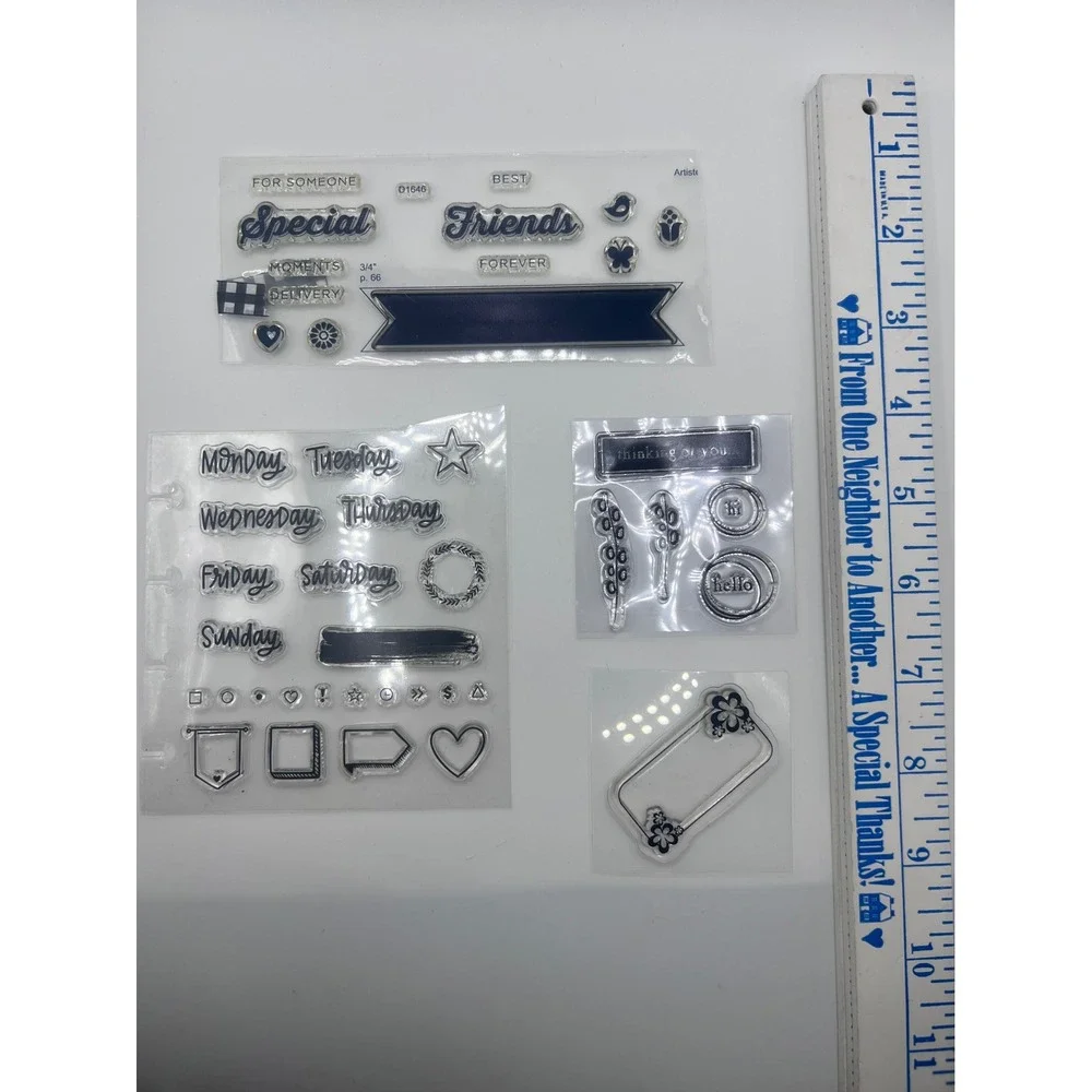 Mixed Lot Of Clear Rubber‎ Acrylic Stamps W Stamping Blocks Flowers Card Making